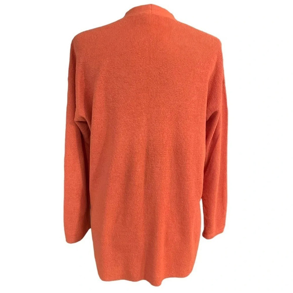 Eileen Fisher Women’s Rib Knit Open Front Cardigan Organic Linen Blend M - Picture 8 of 9